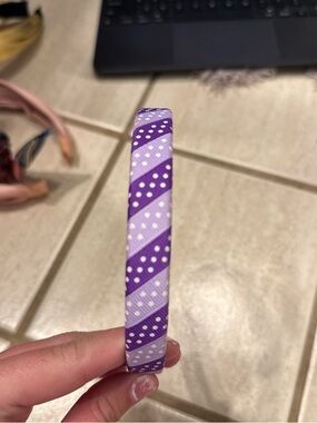 Purple Polka Dot Diagonal Stripe Headband